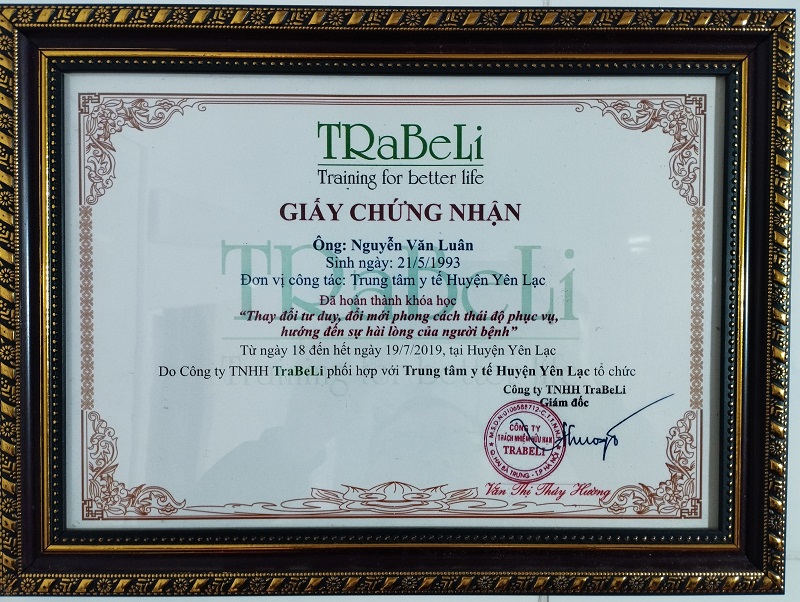 Bằng cấp chứng chỉ bác sĩ Luân 10A