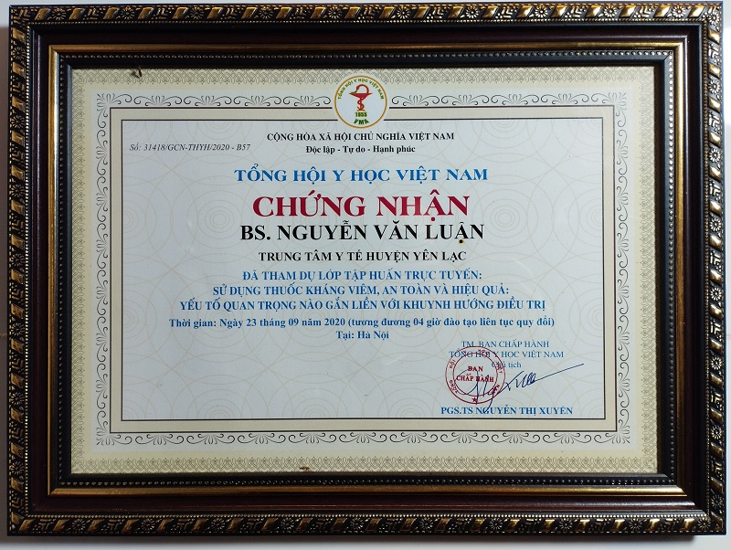 Bằng cấp chứng chỉ bác sĩ Luân 7A