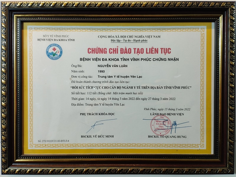 Bằng cấp chứng chỉ bác sĩ Luân 8