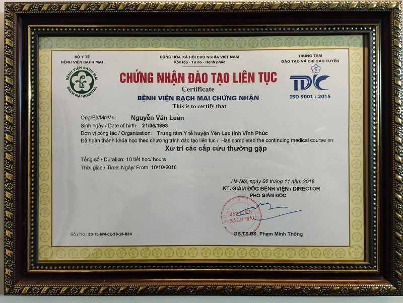 Bằng cấp chứng chỉ bác sĩ Luân 9